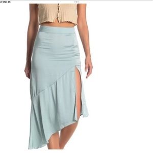 Free People Lola Midi Asymmetrical Skirt Sea Foam Green size 6